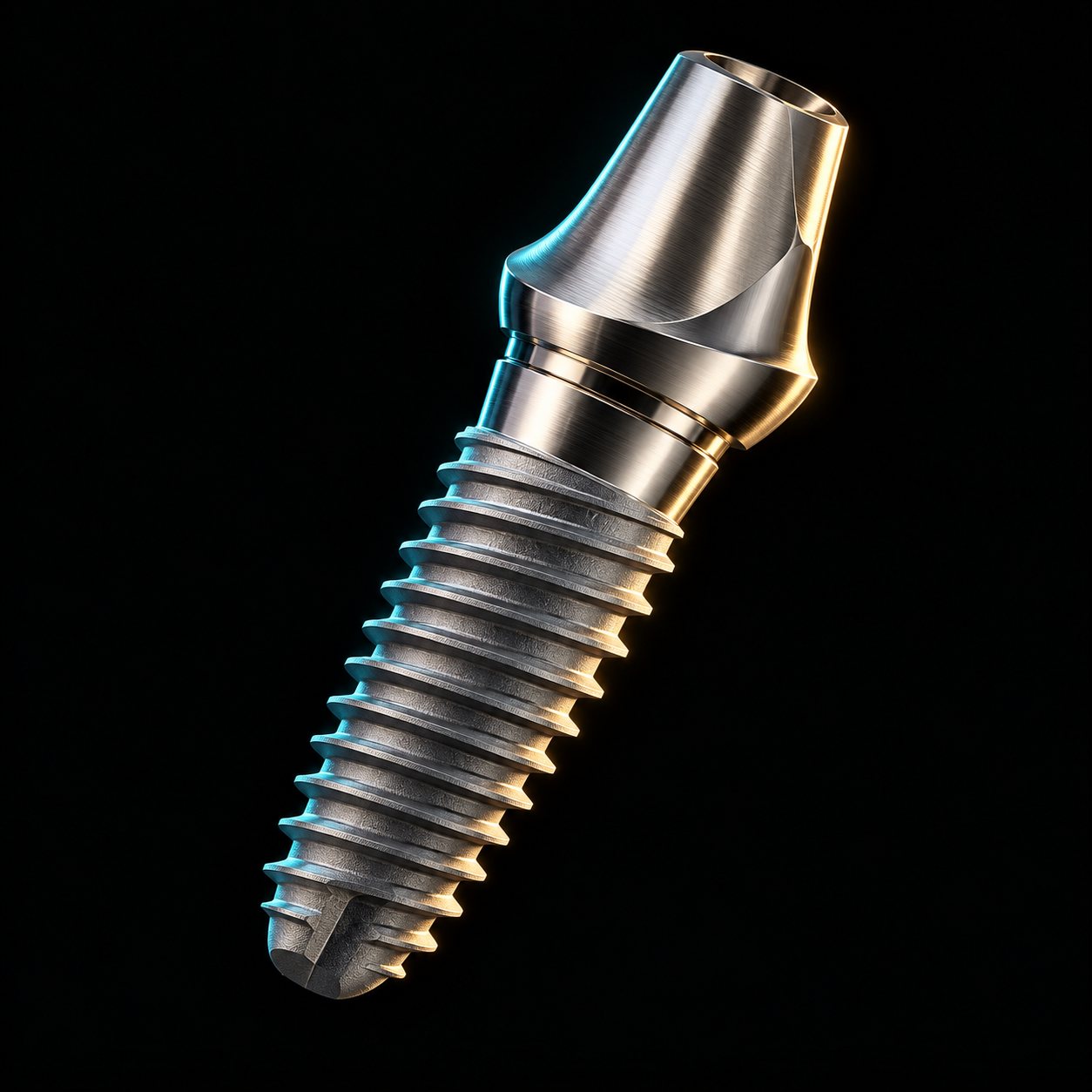Implante dentário de titânio, arte 3D para reabilitação